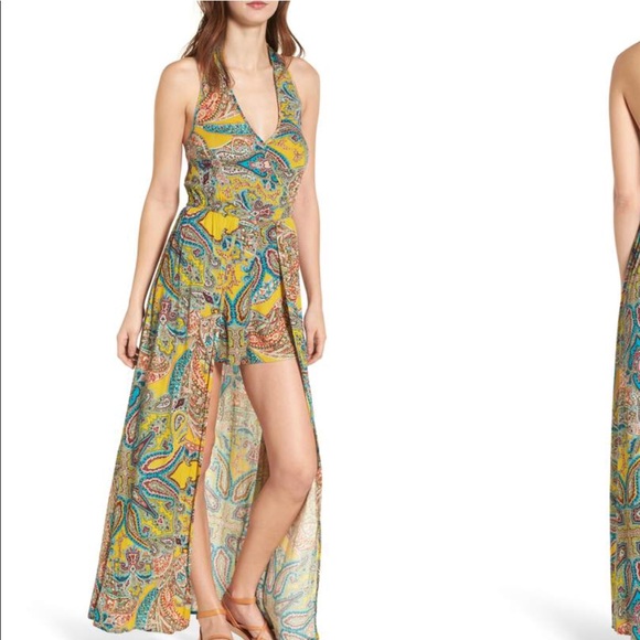 halter neck maxi romper